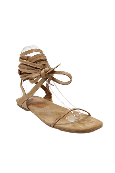 Doen Womens Suede Strappy Lace Up Slingbacks Sandals Brown Size 6