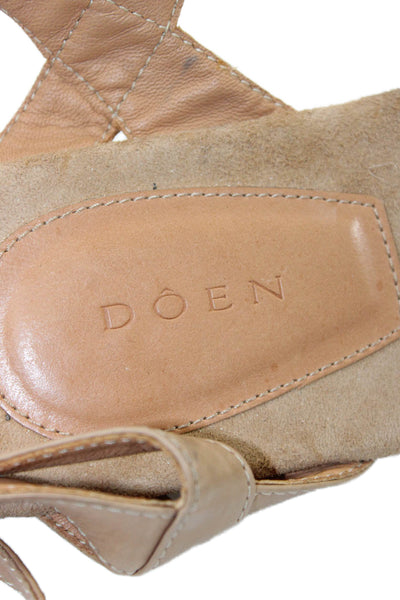 Doen Womens Suede Strappy Lace Up Slingbacks Sandals Brown Size 6