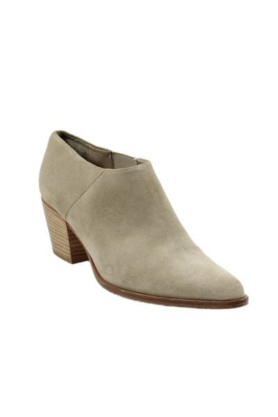 Vince Womens Suede Pointed Toe Slide On Ankle Boots Beige Size 6 Medium