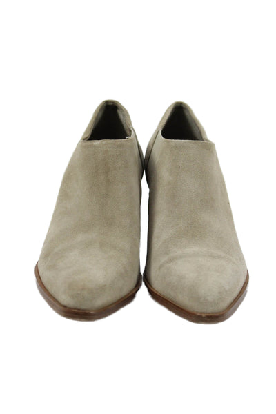 Vince Womens Suede Pointed Toe Slide On Ankle Boots Beige Size 6 Medium