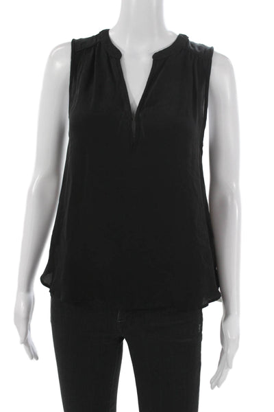 Joie Womens Basic Silk V-Neck Sleeveless Tank Black Pullover Size S