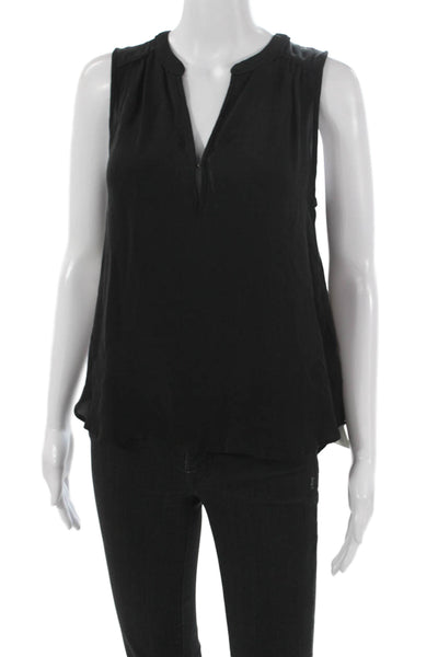 Joie Womens Basic Silk V-Neck Sleeveless Tank Black Pullover Size S
