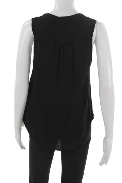 Joie Womens Basic Silk V-Neck Sleeveless Tank Black Pullover Size S