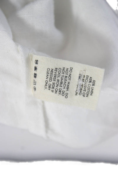 Unsubscribed Women Cropped Blouse White Boatneck Short-Sleeve Linen Size 2XS
