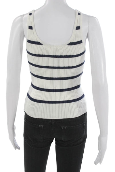 Unsubscribed Womens White Striped Scoop Neck Sleeveless Cotton Tank Size XS