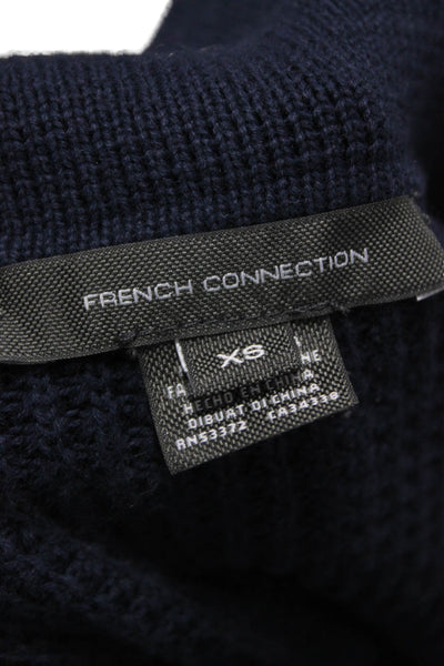 French Connection Womens Striped Collared Cotton Pullover Sweater Blue Size XS