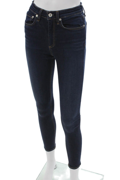 Rag & Bone Womens Skinny Jeans Blue High Rise Cotton Blend Size 24