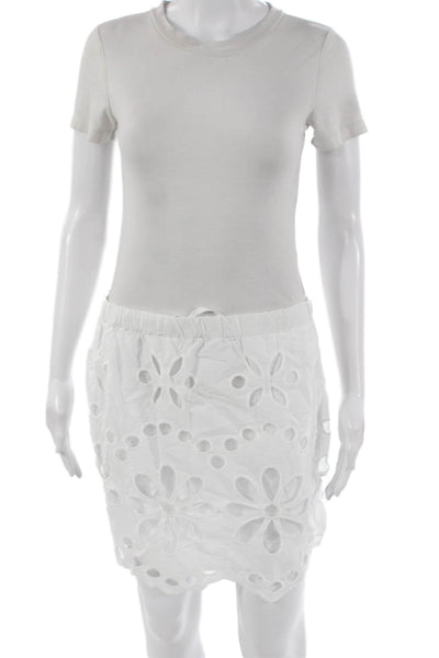 Splendid Women Mini Floral Cotton Skirt White Size L