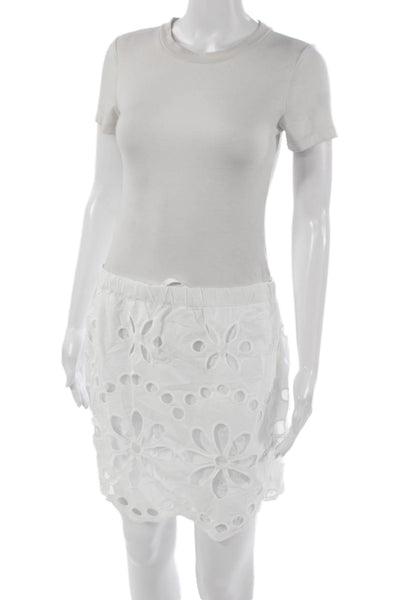 Splendid Women Mini Floral Cotton Skirt White Size L