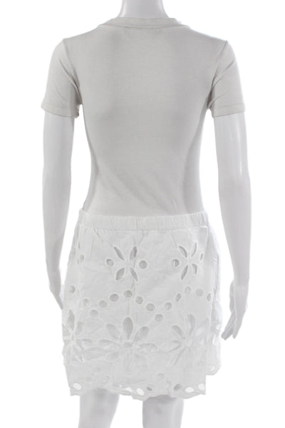 Splendid Women Mini Floral Cotton Skirt White Size L