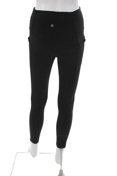 Athleta Women Ankle Leggings Black Nylon Lycra Sports Size M