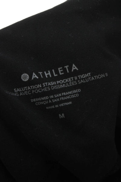 Athleta Women Ankle Leggings Black Nylon Lycra Sports Size M