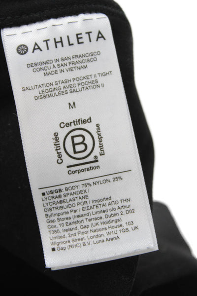 Athleta Women Ankle Leggings Black Nylon Lycra Sports Size M