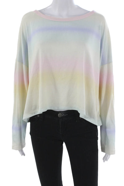 Z Supply Womens Cropped Striped Scoop Neck Long Sleeve Tee Multicolor Size M