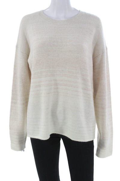 Splendid Women Pullover Sweater Ivory Striped Crew Neck Long Sleeve Size M