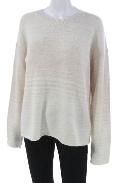 Splendid Women Pullover Sweater Ivory Striped Crew Neck Long Sleeve Size M