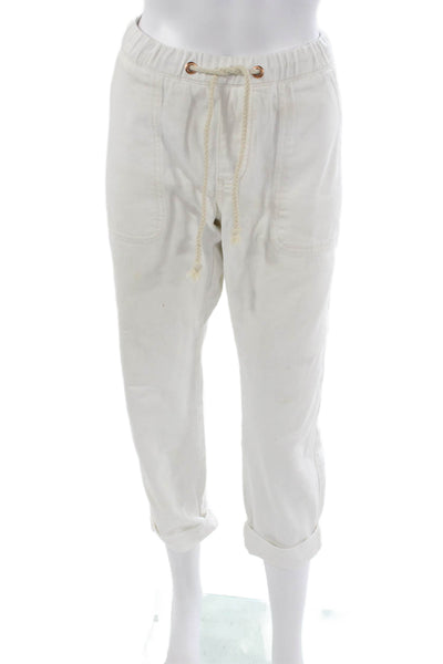 One Teaspoon Womens White High Rise Jogger Pants Drawstring Cotton Size S