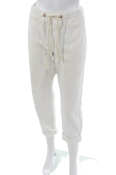 One Teaspoon Womens White High Rise Jogger Pants Drawstring Cotton Size S