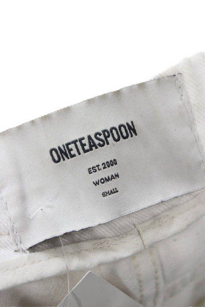 One Teaspoon Womens White High Rise Jogger Pants Drawstring Cotton Size S