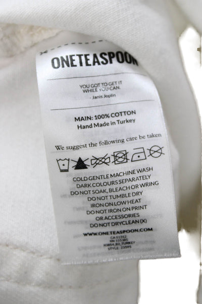 One Teaspoon Womens White High Rise Jogger Pants Drawstring Cotton Size S
