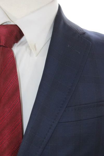 Ted Baker London Mens Wool Plaid Blazer Blue Size 38