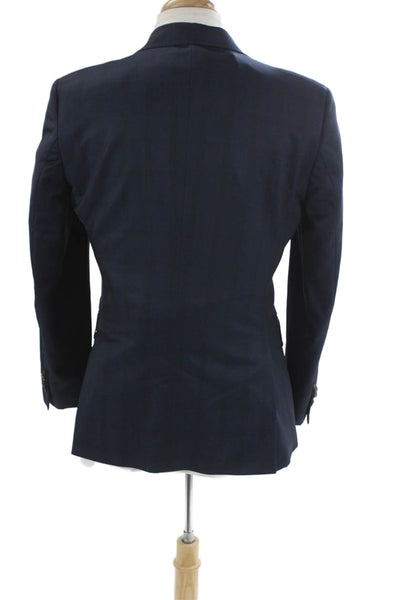 Ted Baker London Mens Wool Plaid Blazer Blue Size 38
