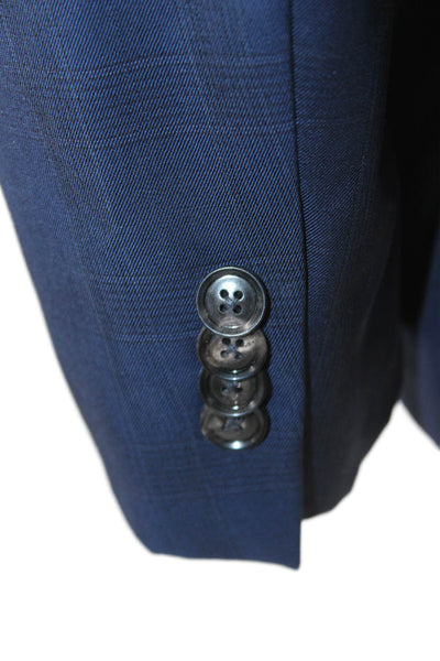 Ted Baker London Mens Wool Plaid Blazer Blue Size 38