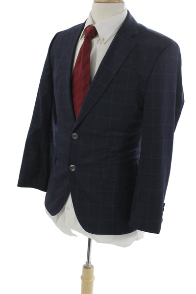 Boss Hugo Boss Mens Blue Check Virgin Wool Blazer Size 38