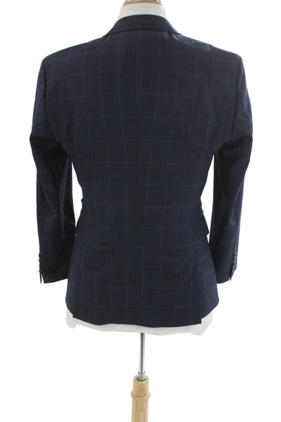 Boss Hugo Boss Mens Blue Check Virgin Wool Blazer Size 38