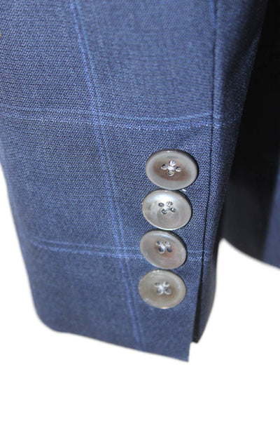 Boss Hugo Boss Mens Blue Check Virgin Wool Blazer Size 38