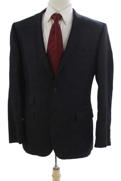 Boss Hugo Boss Mens 2 Piece Suit Jacket Black Virgin Wool Solid Size 42