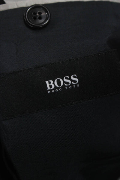 Boss Hugo Boss Mens 2 Piece Suit Jacket Black Virgin Wool Solid Size 42