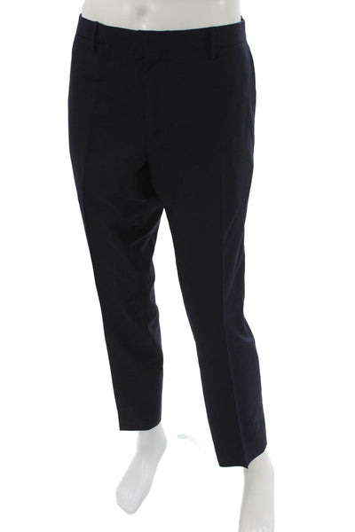 Burberry London Mens Dress Pants Blue Wool Zip Solid Size 54