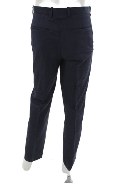 Theory Mens Blue Check Virgin Wool Dress Pants Zip Inseam 30 Size 34