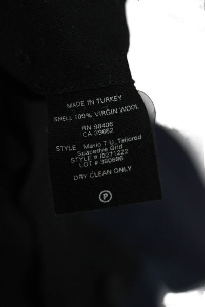 Theory Mens Dress Pants Blue Check Virgin Wool Zip Size 34