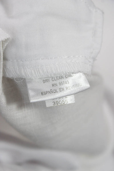 Tasso Elba Mens Dress Pants White Linen Button Front Size 34