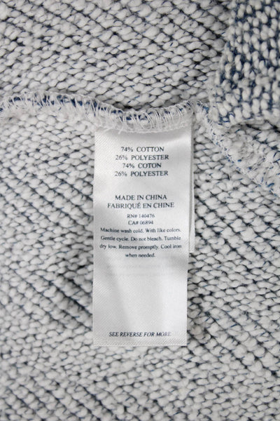 Faherty Women V-Neck Pullover Herringbone Blue Cotton Long Sleeve Size M