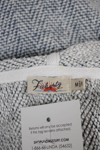 Faherty Women V-Neck Pullover Herringbone Blue Cotton Long Sleeve Size M