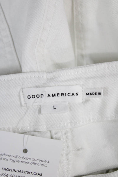 Good American Womens High Rise Straight Jeans White Size L