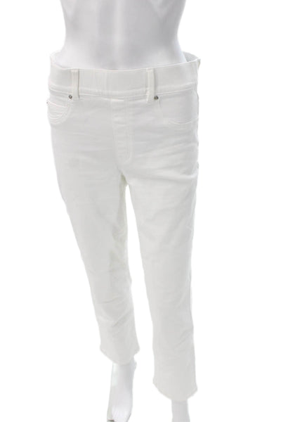 Spanx Womens Straight Jeans White Cotton Blend Size M