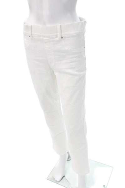 Spanx Womens Straight Jeans White Cotton Blend Size M
