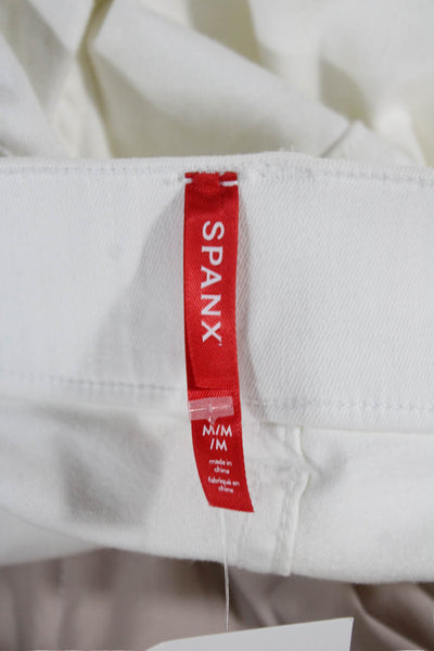 Spanx Womens Straight Jeans White Cotton Blend Size M