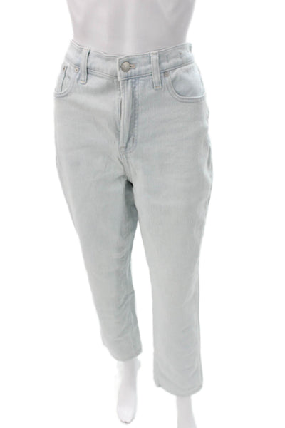 Madewell Women Straight Jeans High Rise Blue Cotton Blend 28in Inseam Size 29