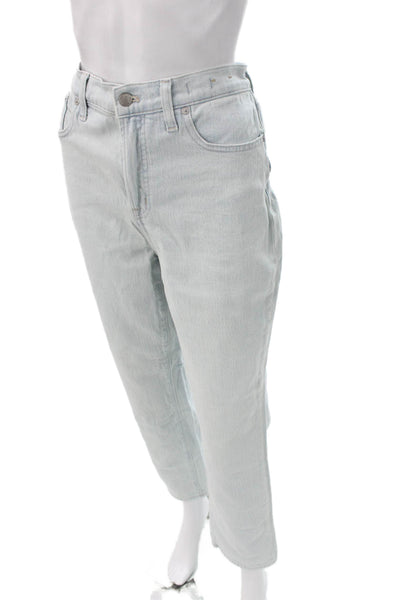 Madewell Women Straight Jeans High Rise Blue Cotton Blend 28in Inseam Size 29