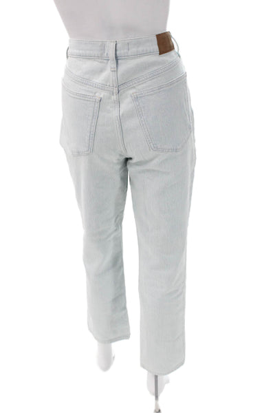 Madewell Women Straight Jeans High Rise Blue Cotton Blend 28in Inseam Size 29