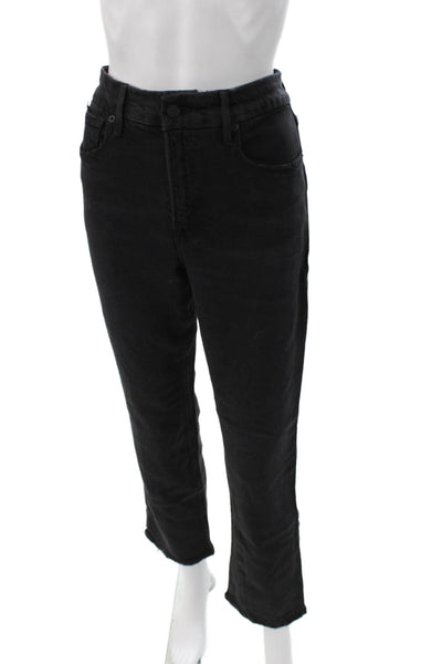 Good American Womens Straight Jeans Black Lyocell High Rise Button Size 30