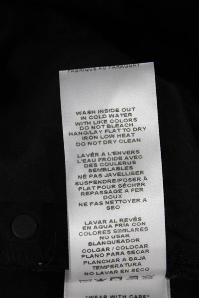 Good American Womens Straight Jeans Black Lyocell High Rise Button Size 30