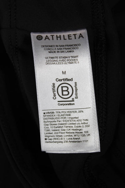 Athleta Women Ankle Leggings Black Polyester Spandex Pull On Size M