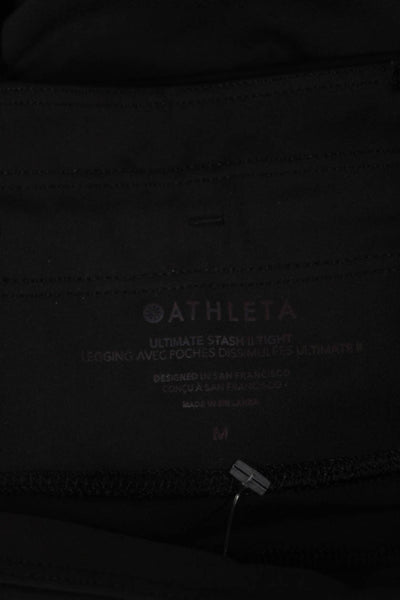 Athleta Women Ankle Leggings Black Polyester Spandex Pull On Size M