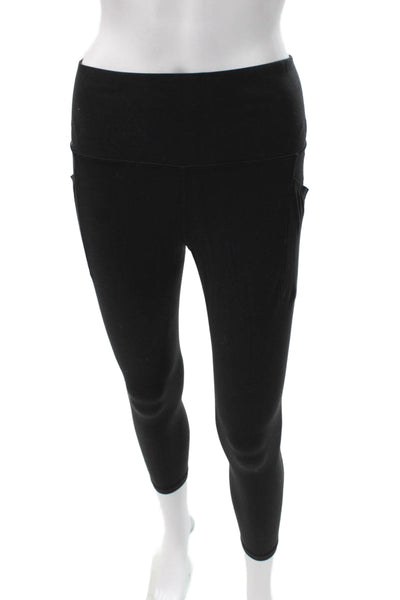 Athleta Women Cropped Leggings Black Pull On Nylon Lycra Size M
